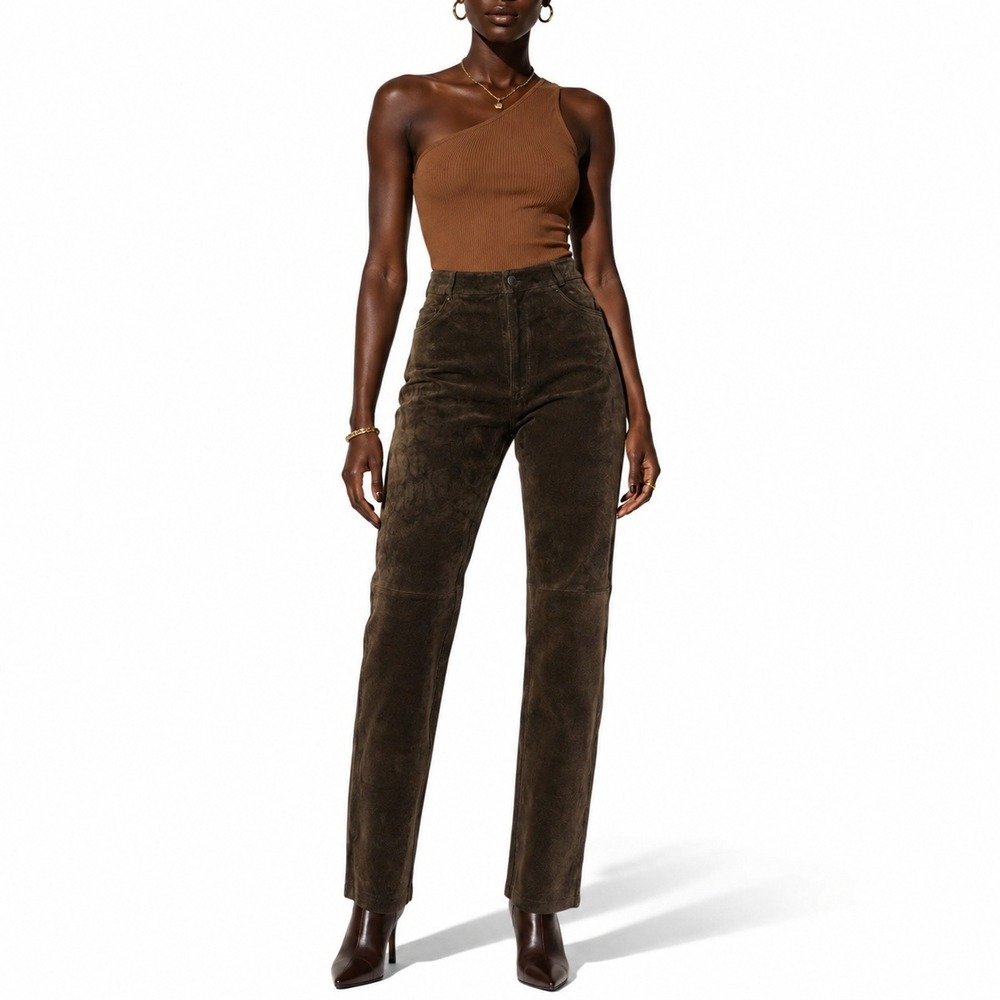 Y2k Bagatelle Dark Brown Leather Pants Womens 8 Western High Waist Straight Leg